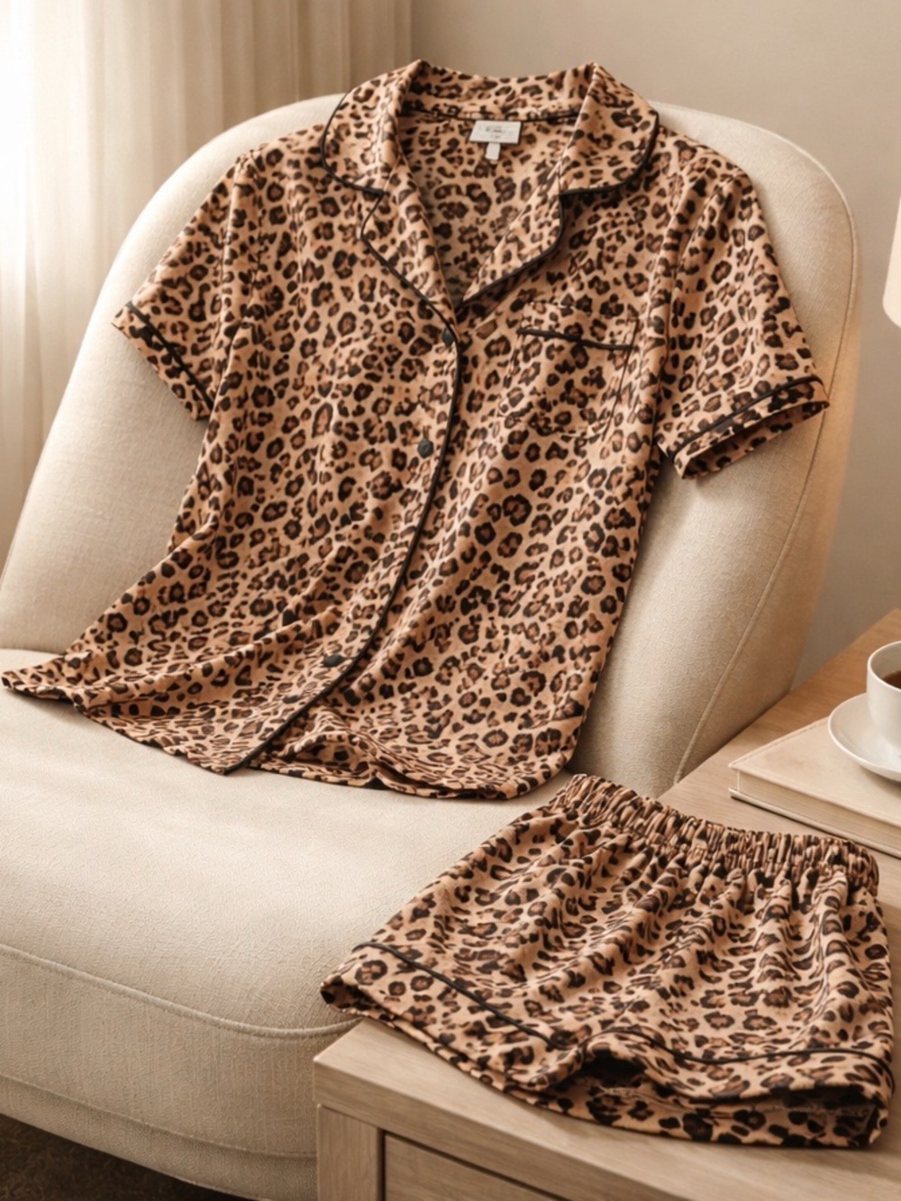 DKNY Leopard Print Pajama Set/ lounge wear   Size medium
